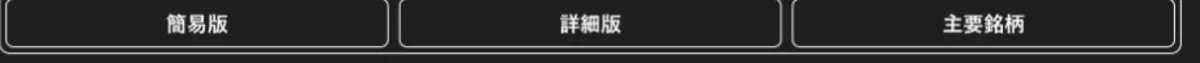 簡易版・詳細版・主要銘柄の切り替えタブ